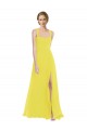Compra Amarillo línea A Tirantes espagueti Gasa Largo Vestidos de dama de honor