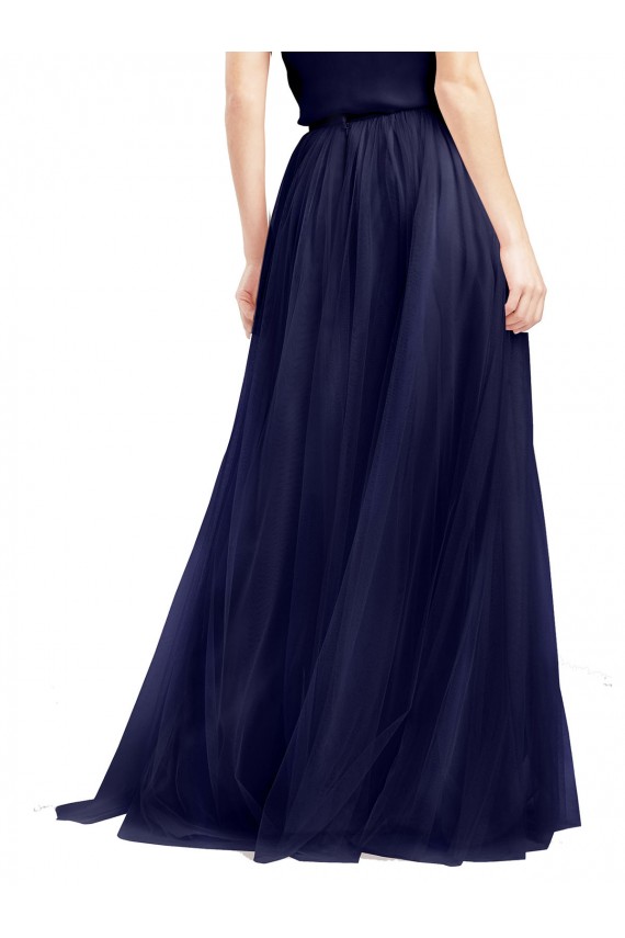 Compra Azul Marino 21 línea A Halter Cuello Alto Tul Largo Vestidos de dama de honor