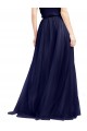 Compra Azul Marino 21 línea A Halter Cuello Alto Tul Largo Vestidos de dama de honor
