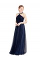Compra Azul Marino 21 línea A Halter Tul Largo Vestidos de dama de honor