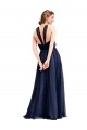 Compra Azul Marino 21 línea A Halter Tul Largo Vestidos de dama de honor