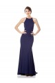 Compra Azul Marino Sirena Halter Cuello Alto Crepé Elástico Largo Formales Vestidos de dama de honor / Vestidos de fiesta
