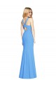 Compra Azul Verde pavo real Trompeta Cuello en V Crepé Elástico Largo Vestidos de dama de honor / Vestidos de fiesta