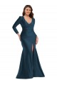 Compra Azul atlántico Sirena Cuello en V Satén sedoso Largo Formales Vestidos de dama de honor / Vestidos de fiesta