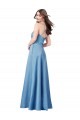 Compra Azul cielo Cubierta Tirantes espagueti Cuadrado Satén Largo Formales Vestidos de dama de honor / Vestidos de fiesta