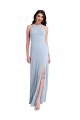 Compra Azul cielo claro Cubierta Halter Cuello Alto Crepé Elástico Largo Formales Vestidos de dama de honor / Vestidos de fiesta