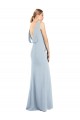 Compra Azul cielo claro Trompeta Barco Crepé Elástico Largo Vestidos de dama de honor / Vestidos de fiesta
