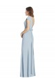 Compra Azul cielo claro Trompeta Barco Crepé Elástico Largo Vestidos de dama de honor / Vestidos de fiesta