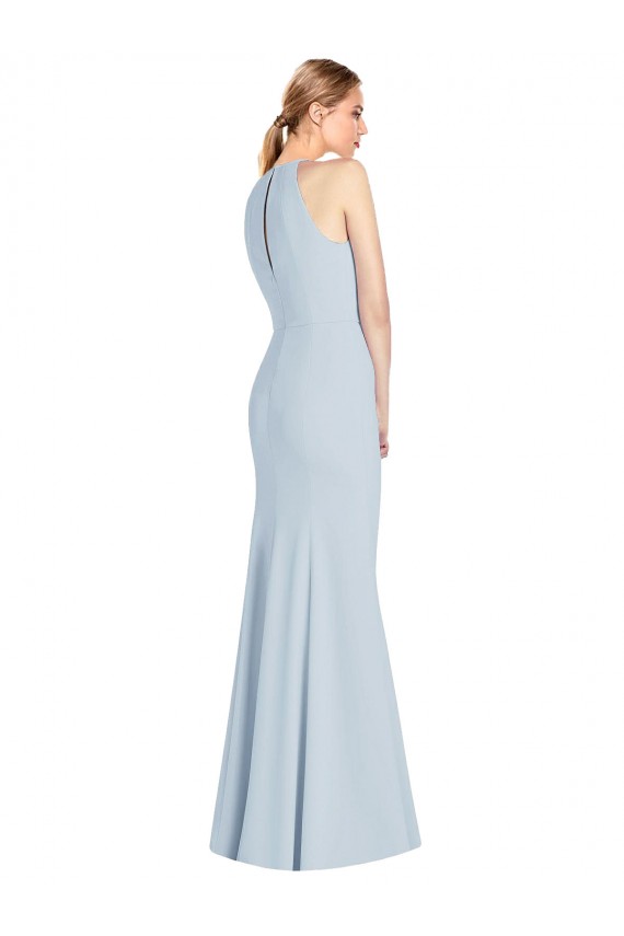 Compra Azul cielo claro Trompeta Halter Crepé Elástico Largo Vestidos de dama de honor / Vestidos de fiesta