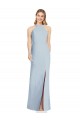 Compra Azul cielo claro Trompeta Halter Cuello Alto Crepé Elástico Largo Formales Vestidos de dama de honor / Vestidos de noche