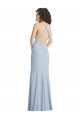 Compra Azul cielo claro Trompeta Halter Cuello Alto Crepé Elástico Largo Formales Vestidos de dama de honor / Vestidos de fiesta