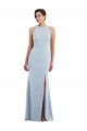 Compra Azul cielo claro Trompeta Halter Cuello joya Crepé Elástico Largo Formales Vestidos de dama de honor / Vestidos de fiesta
