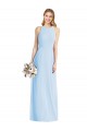 Compra Azul cielo claro Trompeta Halter Gasa Largo Vestidos de dama de honor
