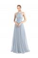 Compra Azul cielo claro línea A Halter Tul Largo Vestidos de dama de honor