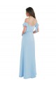 Compra Azul cielo claro línea A Tirantes espagueti Gasa Largo Vestidos de dama de honor