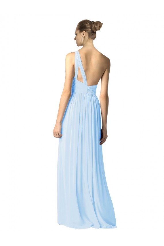 Compra Azul cielo claro línea A Un Hombre Gasa Largo Vestidos de dama de honor