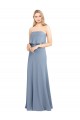 Compra Azul humo Cubierta Cuello Alto Crepé Elástico Largo Formales Vestidos de dama de honor / Vestidos de fiesta