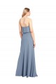 Compra Azul humo Cubierta Cuello Alto Crepé Elástico Largo Formales Vestidos de dama de honor / Vestidos de fiesta