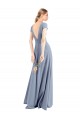 Compra Azul humo Cubierta Cuello en V Cuello Alto Crepé Elástico Largo Vestidos de dama de honor / Vestidos de fiesta