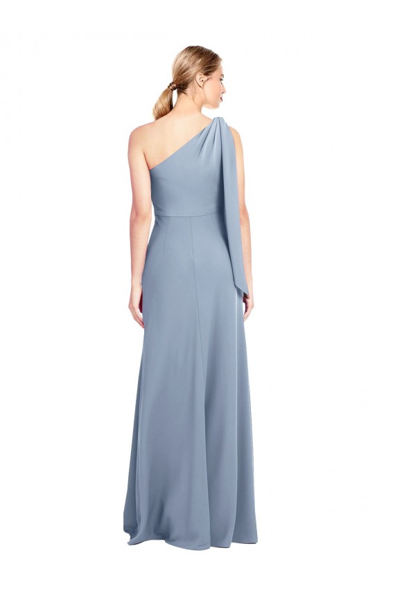 Compra Azul humo Cubierta Un Hombre Crepé Elástico Largo Formales Vestidos de dama de honor / Vestidos de fiesta
