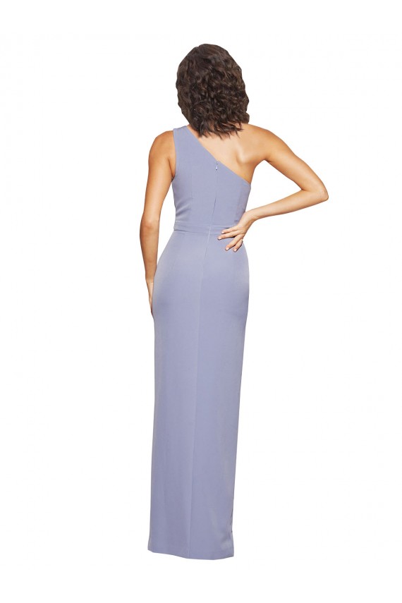 Compra Azul humo Cubierta Un Hombre Crepé Elástico Largo Formales Vestidos de dama de honor / Vestidos de fiesta