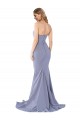 Compra Azul humo Sirena Cuello de Corazón Sin tirantes Crepé Elástico Largo Formales Vestidos de dama de honor / Vestidos de fiesta