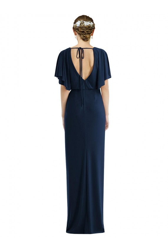 Compra Azul marina oscuro Cubierta Barco Spandex Largo Vestidos de dama de honor / Vestidos de fiesta
