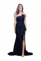 Compra Azul marina oscuro Cubierta Sin tirantes Barrer tren Crepé Elástico Largo Vestidos de dama de honor / Vestidos de fiesta
