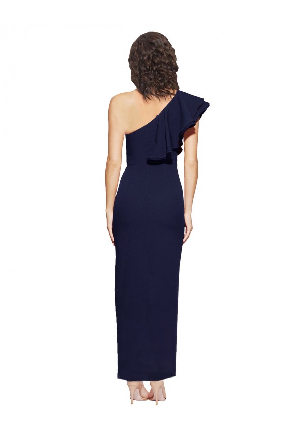 Compra Azul marina oscuro Cubierta Un Hombre Crepé Elástico Largo Formales Vestidos de dama de honor / Vestidos de fiesta