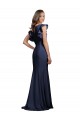Compra Azul marina oscuro Sirena Barco Crepé Elástico Largo Vestidos de dama de honor / Vestidos de fiesta
