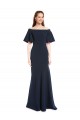 Compra Azul marina oscuro Sirena Hombros Descubiertos Crepé Elástico Largo Formales Vestidos de dama de honor / Vestidos de fiesta
