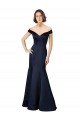 Compra Azul marina oscuro Sirena Hombros Descubiertos Cuello en V Satén Largo Vestidos de dama de honor / Vestidos de fiesta