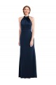 Compra Azul marina oscuro Trompeta Cuello Alto Crepé Elástico Largo Vestidos de dama de honor / Vestidos de fiesta