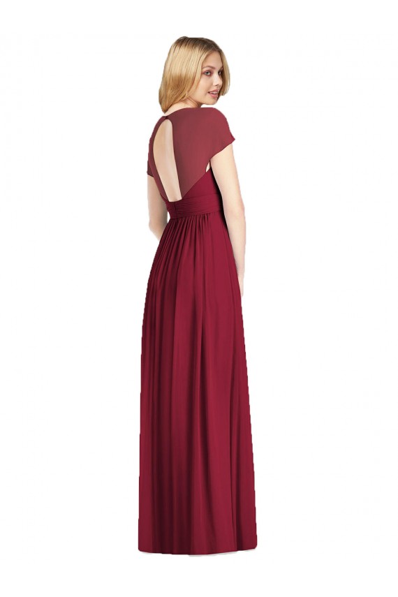 Compra Azul marina oscuro Trompeta Cuello en V Gasa Largo Vestidos de dama de honor