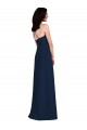 Compra Azul marina oscuro Trompeta Halter Crepé Elástico Largo Vestidos de dama de honor