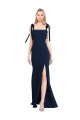 Compra Azul marina oscuro Trompeta Tirantes espagueti Crepé Elástico Largo Vestidos de dama de honor / Vestidos de fiesta