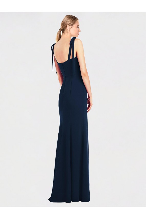Compra Azul marina oscuro Trompeta Tirantes espagueti Crepé Elástico Largo Vestidos de dama de honor / Vestidos de fiesta