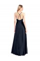 Compra Azul marina oscuro línea A Cuello en V Gasa Largo Vestidos de dama de honor / Vestidos de fiesta
