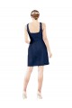 Compra Azul marina oscuro línea A Cuello en V Satén Corto Vestidos de dama de honor / Vestidos de cóctel