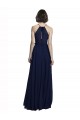Compra Azul marina oscuro línea A Halter Cuello Alto Gasa Largo Vestidos de dama de honor