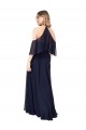 Compra Azul marina oscuro línea A Halter Cuello Alto Gasa Largo Vestidos de dama de honor