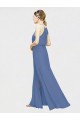 Compra Azul marina oscuro línea A Halter Gasa Largo Vestidos de dama de honor