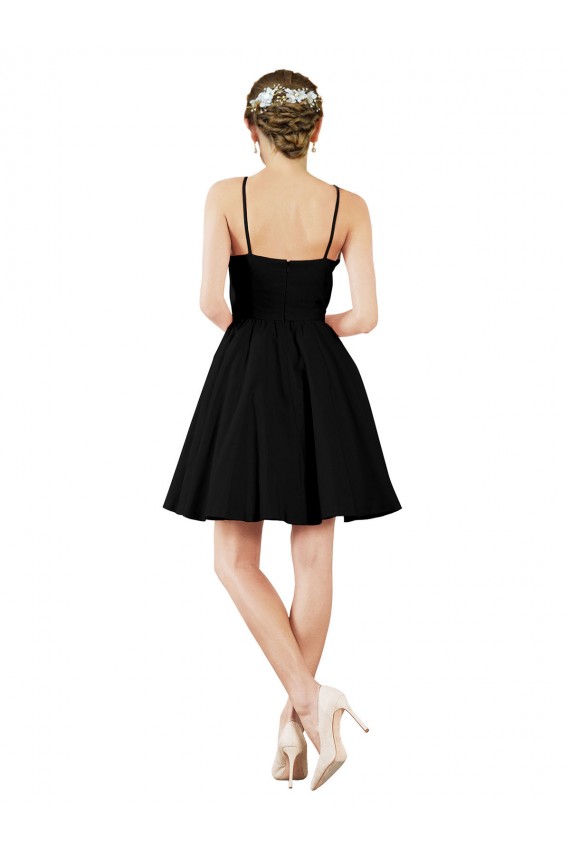Compra Azul marina oscuro línea A Halter Satén Corto Vestidos de dama de honor / Vestidos de cóctel