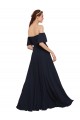 Compra Azul marina oscuro línea A Hombros Descubiertos Gasa Largo Vestidos de dama de honor / Vestidos de fiesta