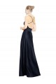 Compra Azul marina oscuro línea A Tirantes espagueti Cuello en V Satén Largo Vestidos de dama de honor / Vestidos de fiesta