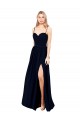 Compra Azul marina oscuro línea A Tirantes espagueti Gasa Largo Formales Vestidos de dama de honor / Vestidos de noche