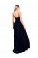 Compra Azul marina oscuro línea A Tirantes espagueti Gasa Largo Formales Vestidos de dama de honor / Vestidos de noche