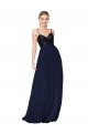 Compra Azul marina oscuro línea A Tirantes espagueti Gasa Lentejuela Largo Vestidos de dama de honor / Vestidos de fiesta
