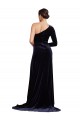 Compra Azul marina oscuro línea A Un Hombre Barrer tren Terciopelo Elástico Largo Formales Vestidos de dama de honor / Vestidos de fiesta