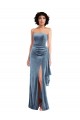 Compra Azul polvoriento Cubierta Sin tirantes Terciopelo Elástico Largo Formales Vestidos de dama de honor / Vestidos de fiesta